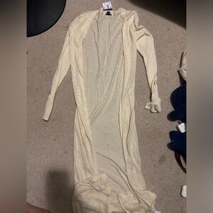 NWT American Eagle beige long duster crochet sweater size M